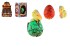 Vajcia liahnuci a rastci drak plast 5,5x4,5cm 2 farby v krabike 8x11cm 12 ks v boxe