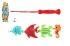 Hra ryby/ryb s prutem 26cm plast 5 barev na kart 15,5x49x2cm