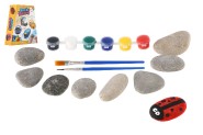 Maľovanie na kamene/okruhliaky s farbami so štetcami v krabičke 14x15,5x4,5cm