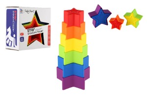 Vea/Pyramda hviezda farebn stohovacia skladaka 6ks plast v krabike 12x12x6,5cm 18m+