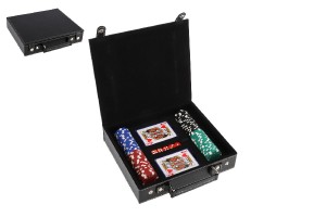 Poker sada 100ks + karty + kostky v kufku v krabici 28x25x8cm