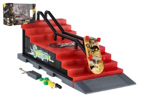 Skatepark - skateboard prstov skrutkovac s rampou plast 8cm s doplnkami v krabici 28x18x11cm