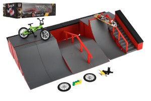 Skatepark - rampy,kolo prstov,skateboard prstov plast s doplky 2 barvy v krabici 43x25x12cm