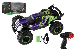 Auto RC Buggy rychlostn 2,4GHz plast 40cm dobjec pack+baterie fialov v krabici 42x21x28cm