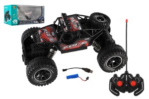 Auto RC Off-Road vypoutjc pru plast 26cm 27MHz dobjec pack+baterie se svtlem erven v krab.