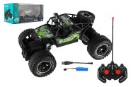 Auto RC Off-Road vypoutjc pru plast 26cm 27MHz dobjec pack+baterie se svtlem zelen v krab.