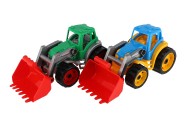 Traktor / nakladač / bager sa lyžicou plast na voľný chod 2 farby 17x37x17cm 12m +