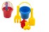 Sada na psek 5ks plast kbelk, lopatka, hrabiky, bbovka 2ks 3 barvy v sce11x18x11cm 12m+