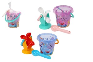 Sada na psek a k vod plast kbelk, mlnek s doplky v sce 17x16cm