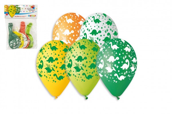 Smart Balloons Balonek/Balonky nafukovací dinosaurus 12'' průměr 30cm 5ks v sáčku