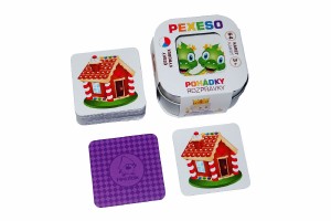 Pexeso Pohdky 64 karet spoleensk hra v plechov krabice 6,5x6,5x4cm 9ks v boxu