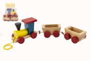 Vlak + 2 vagóniky drevo ťahacie farebný celková dĺžka 43 cm v krabici od 12 mesiacov