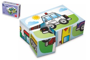 Kostky kubus Dopravn prostedky devo 6 ks v krabice 12,5x8,5x4cm