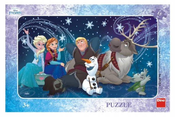 Puzzle Sněhové vločky deskové 15 dílků Frozen/Ledové království 30x19cm