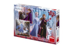 Puzzle 3v1 Ledov krlovstv II/Frozen II 3x55dlk v krabici 27x19x4cm