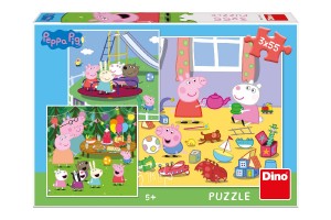 Puzzle Peppa Pig na przdninch 3x55 dielikov v krabici 27x19x4cm