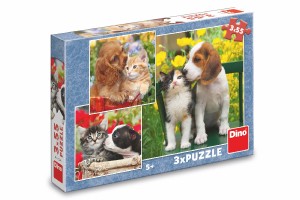 Puzzle 3v1 Zvec kamardi 3x55 dlk v krabici 28x19x4cm