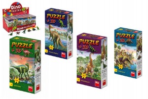 Puzzle Dinosaui 23,5x21,5cm 60 dlk + figurka 6 druh v krabice 24ks v boxu