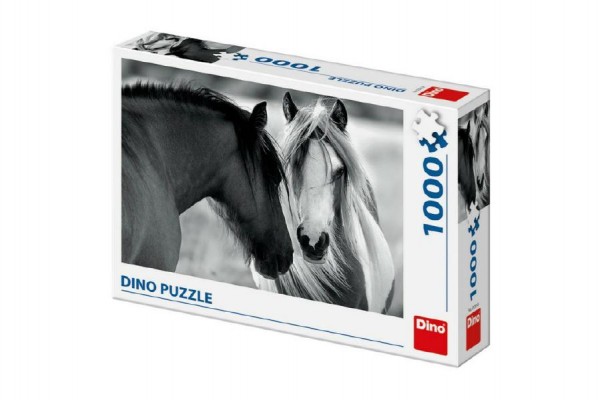 Puzzle koně černobílé  66x47cm 1000 dílků v krabici 32x23x7,5cm