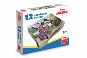 Kostky kubus Mickey a Minnie Disney devo 12ks v krabice 21x18x4cm