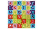 Penové puzzle abeceda a čísla asst mix farieb 36ks 15x15x1cm