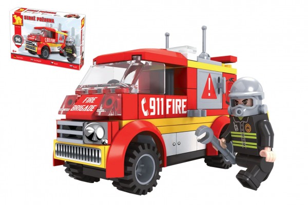 Stavebnice Dromader auto hasiči 96 dílků v krabičce 22x15x5cm