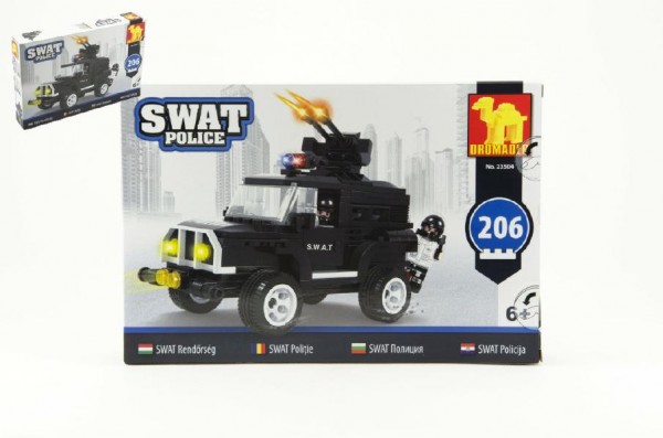 Stavebnice Dromader SWAT Policie Auto 206ks v krabici 32x21,5x5cm