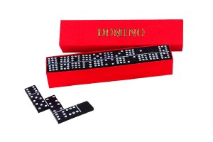 Domino společenská hra dřevo 28ks v krabičce 15,5x3,5x5cm