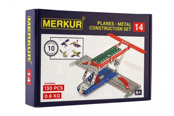 Stavebnice MERKUR 014 Letadlo 10 modelů 141ks v krabici 26x18x5cm