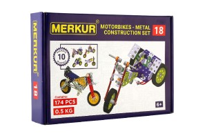 Stavebnice MERKUR 018 Motocykly 10 model 182ks v krabici 26x18x5cm