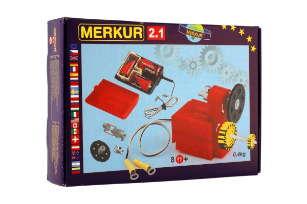 Stavebnice MERKUR 2.1 Elektromotorek v krabici 26x18x5cm