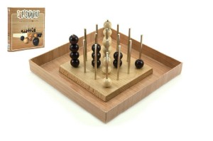 Pikvorky 3D podstavec + kuliky devo/kov hlavolam spoleensk hra v krabici 22x22x3cm