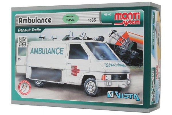 SEVA Stavebnice Monti System MS 06 Ambulance Renault Trafic 1:35 v krabici 22x15x6cm