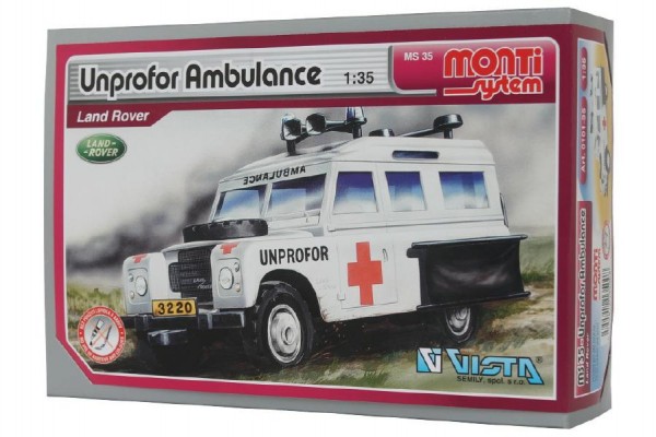 SEVA Stavebnice Monti System MS 35 Unprofor Ambulance Land Rover 1:35 v krabici 22x15x6cm