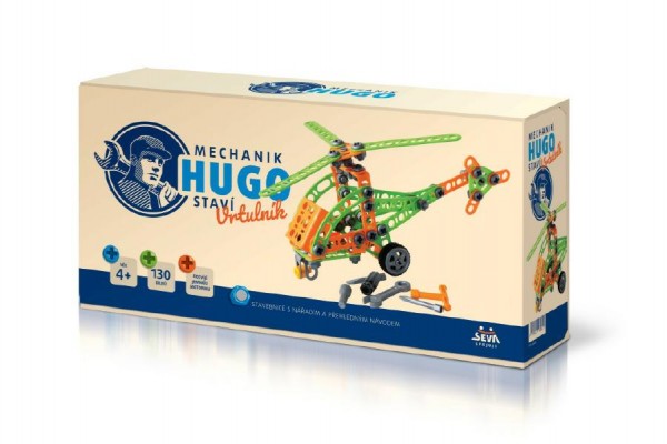Stavebnice HUGO Vrtulník s nářadím 130ks plast v krabici 31x16x7cm