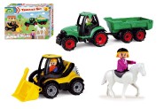 Truckies set farma plast traktor s prvesom, naklada s doplnkami v krabici 38x28x10cm 24m +