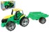 Traktor plast bez lce a bagru s vozkem v krabici 71x35x29cm