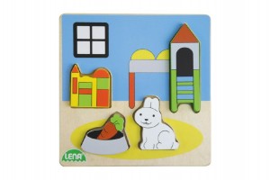Vkldaka/Puzzle deskov obrysov devn dtsk pokoj v krabice 14x20x2cm 18m+