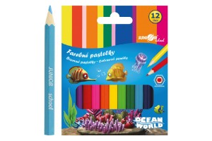 Pastelky barevn devo krtk Ocean World estihrann 12 ks v krabice 9x11,5x1cm 12ks v krabici