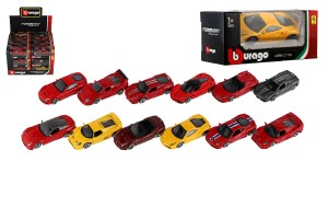 Auto Bburago 1:64 Ferrari Race & Play kov/plast mix druh v krabice 11x5x4,5cm 24ks v boxu