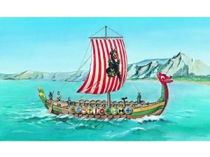 Model Viking Vikingská loď DRAKKAR 1:60 20,8x30,3cm v krabici 34x19x5,5cm