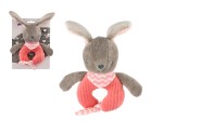 Hrkálka zajac plyš 17x16cm ružový na karte v sáčku 0+