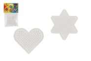Podložka na zažehlovací korálky Hama MIDI- hvězda,srdce plast 2ks v sáčku 9x9cm