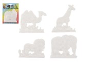 Podloka na zaehovacie korlky Hama slon, irafa, lev, ava 4ks na karte 19x24cm