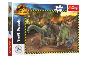 Puzzle Dinosaury z Jurskho parku 48x34cm 200 dielikov v krabici 33x23x4cm