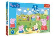 Puzzle Prasátko Peppa/Peppa Pig Šťastný den 60x40cm 15 dílků v krabičce 40x26x4,5cm 24m+