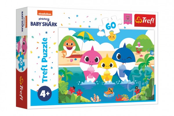 Puzzle Žraločí rodinka na dovolené/Baby Shark 33x22cm 60 dílků v krabičce 21x14x4cm
