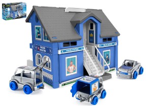 Play House - Policejn stanice plast + 3ks auta + 1ks helikoptra v krabici 59x39x15cm