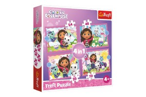 Puzzle 4v1 Gabbyina dobrodrustv/Gabbys Dollhouse  28,5x20,5cm v krabici 28x28x6cm