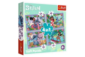 Puzzle 4v1 Blzniv den Lilo&Stitch v krabici 28x28x6cm